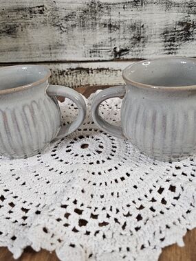 Hearth & Hand Light Gray Ribbed Ceramic Mug Pair